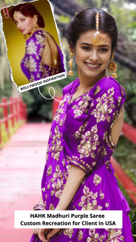 3081 Madhuri Dixit's Hum Aapke Hain Koun - Didi Tera Devar Deewana Purple saree outfit set