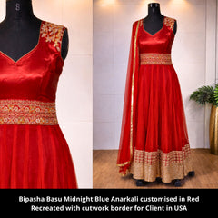 2129 Bipasha Basu's Midnight Blue Anarkali Gown Outfit Sets