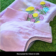 3248 Light Purple Organza Vintage Saree with Resham Work outfit - Daari Tappida Maga Kannada Movie