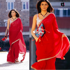 3249 Sushmita Sen's Red Saree inspired from Main Hoon Na Movie