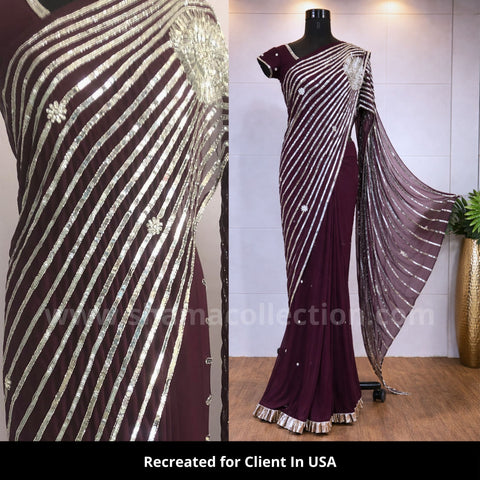 3253 Ramya's dark plum saree in  O Gunavantha Song from Jothe Jotheyali Kannada movie