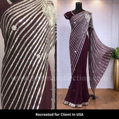 3253 Ramya's dark plum saree in  O Gunavantha Song from Jothe Jotheyali Kannada movie