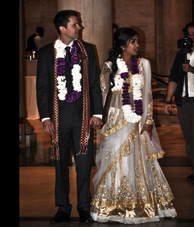 Client Ranjini - in Katrina Kaif's peach-white bridal anarkali lehenga but in WHITE+GOLD