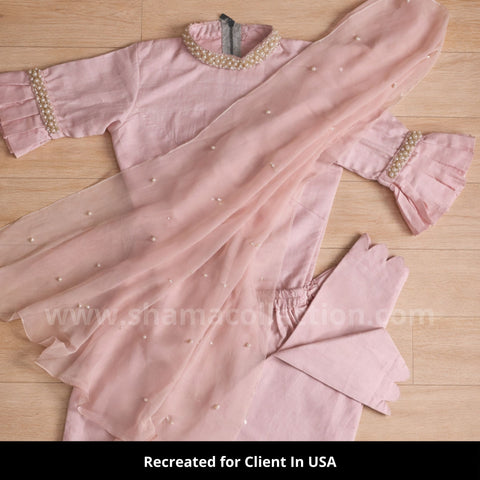 5097 Baby Pink Pants Drape Saree outfit set