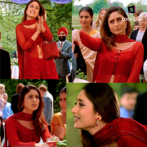 5142 Kareena Kapoor's Maroon Indowestern 4 Piece Suit from Kabhi Khushi Kabhie Gham
