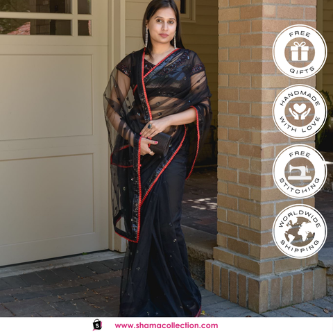 3053 Katrina Kaif's Teri Ore black saree outfit set