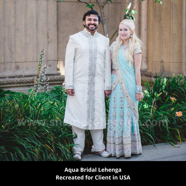 Aqua Bridal Lehenga