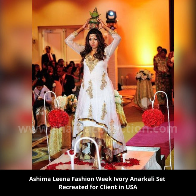 Ashima Leena Fashion Week Ivory Anarkali Set Recreated for Client in USA