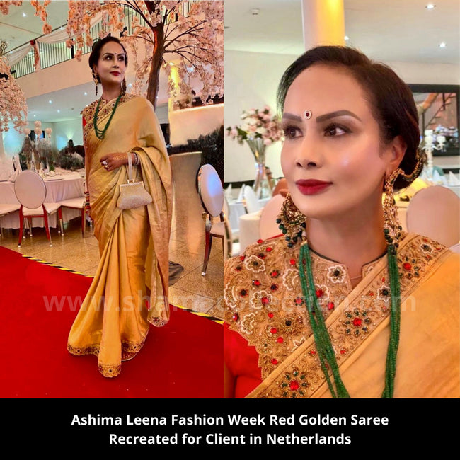 Red Golden Bridal Saree from Fashion Week
