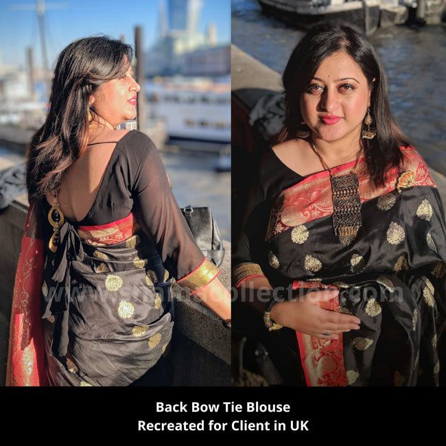 Black Blouse with Bow Tie Back