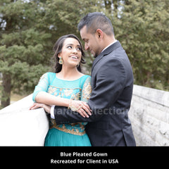 2133 Blue pleated flair gown Outfit Sets