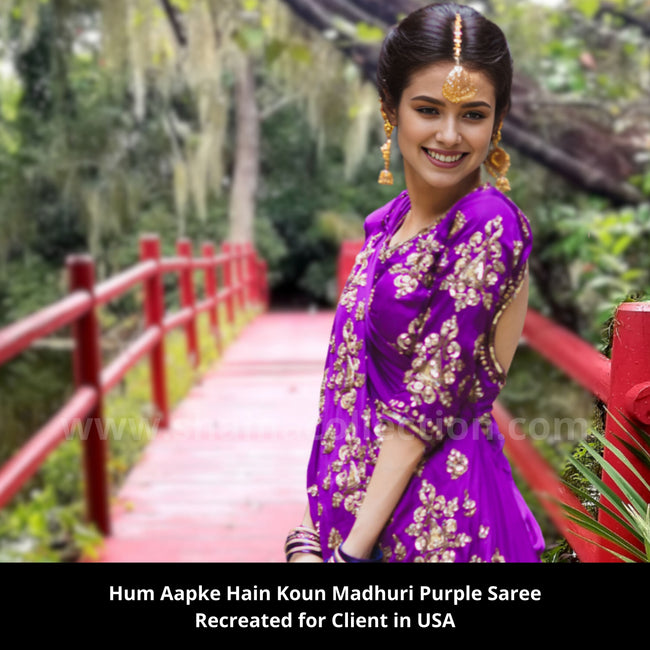 Hum Aapke Hai Koun Madhuri Dixit Inspire purple saree