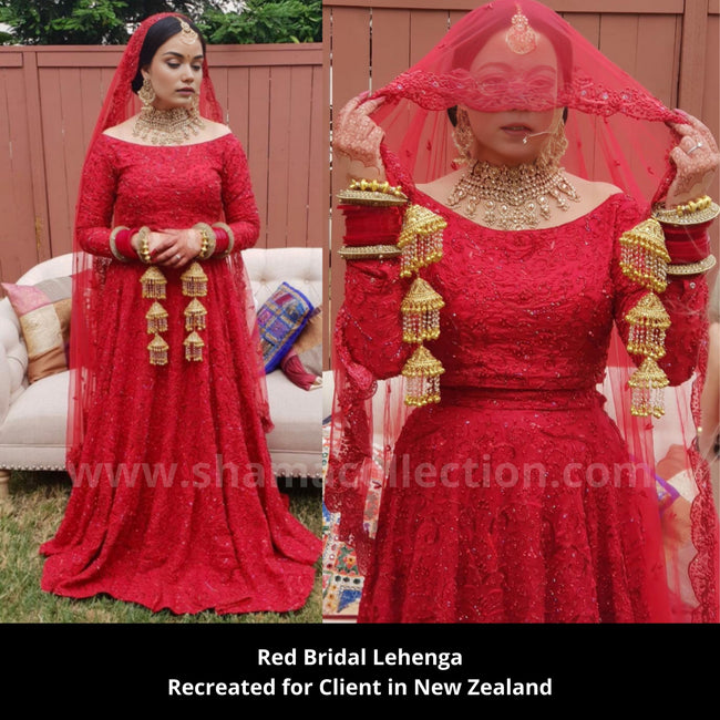 Red Bridal Lehenga Recreated for Client in New Zealand
