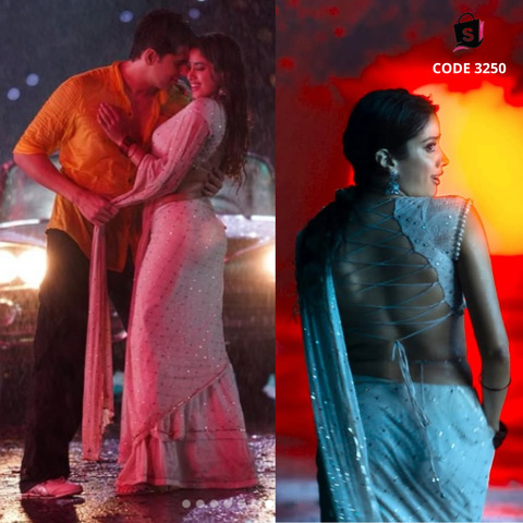 3250 Janhavi Kapoor's White Saree in Bheegi Saree Song from Parama Sundari Movie