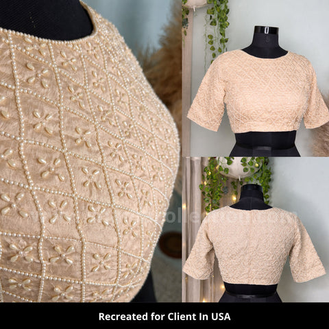 9015 Her HIghness Radhika Raje - Maharani of Baroda's beige blouse