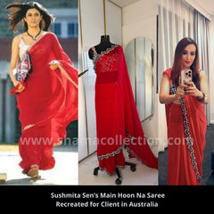 3249 Sushmita Sen's Red Saree inspired from Main Hoon Na Movie