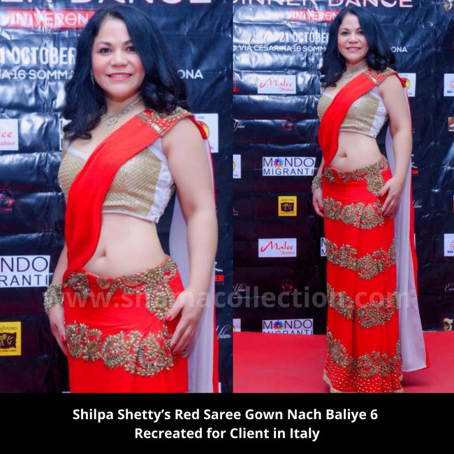 Shilpa Shetty’s Red Saree Gown Nach Baliye 6 Recreated for Client in Italy