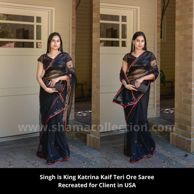 Singh is King Katrina Kaif Teri Ore Saree Recreated for Client in USA