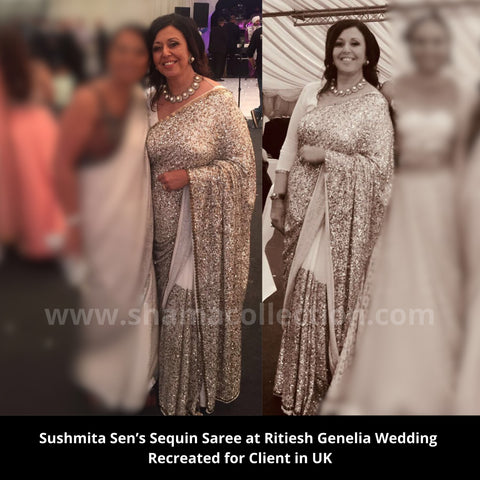 3025 Sushmita Sen's white sequin saree outfit set