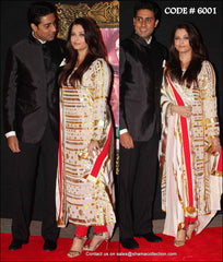 6001 Aishwarya Rai Bachchan's white-red gota straight fit dress outfit set