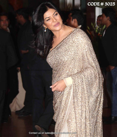 3025 Sushmita Sen's white sequin saree outfit set