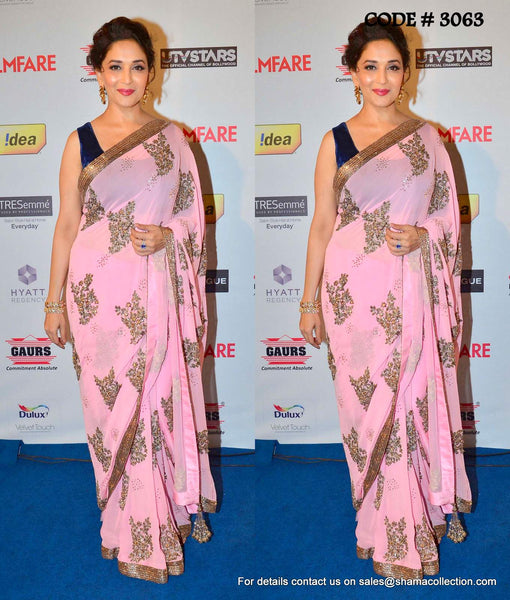 3063 Madhuri Dixit's pink saree outfit set