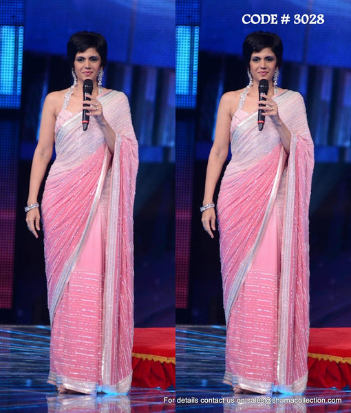 3028 Mandira bedi's pink saree outfit set