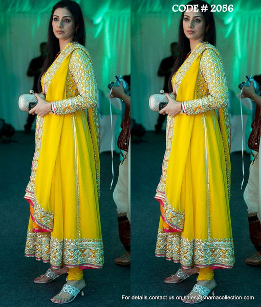 2056 Tabu's yellow anarkali Outfit Sets