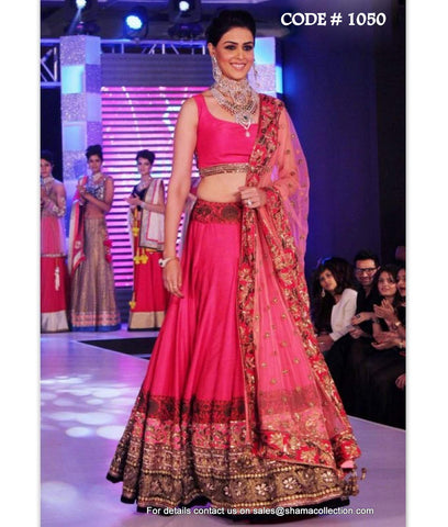 1050 Genelia D'souza pink bridal lehenga Outfit Sets