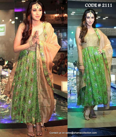 2111 Karisma Kapoor's green-gold anarkali Outfit Sets