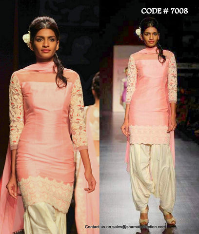 7008 Tea rose-cream patiyala outfit set