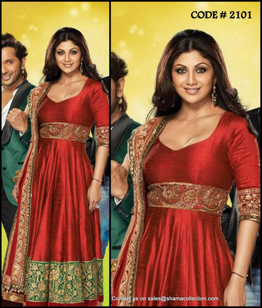 2101 Shilpa Shetty's red-green anarkali Outfit Sets