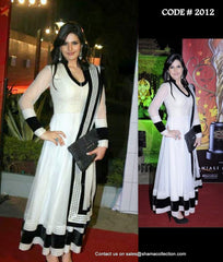 2012 Zarine Khan's black-white anarkali Outfit Sets