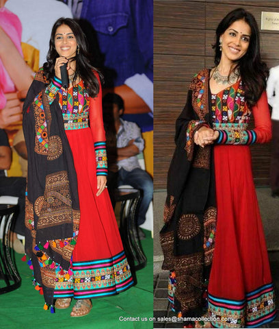 2172 Genelia D'souza's Kutchi anarkali Outfit Sets