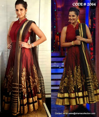 2064 Sania Mirza's maroon-black anarkali Outfit Sets