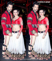 4048 Riddhi's red-white lehenga in Nach Baliye outfit set