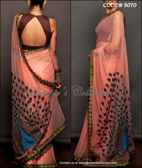 3070 Off white peacock saree outfit set