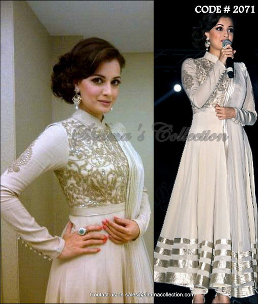 2071 Dia Mirza's ivory white anarkali Outfit Sets