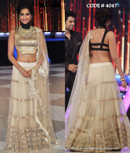 4047 Sonam Kapoor's cream-gold lehenga outfit set