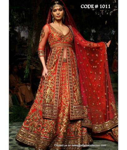 1011 Red bridal lacha Outfit Sets