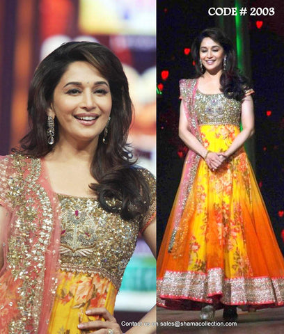 2003 Madhuri Dixit's yellow-orange anarkali Outfit Sets