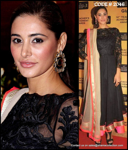 2046 Nargis Fakhri's black anarkali Outfit Sets