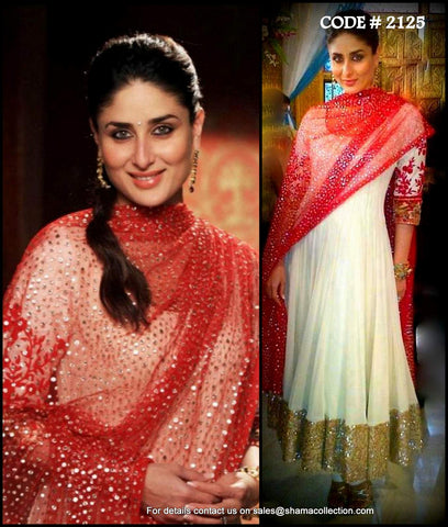 2125 Kareena Kapoor's red-white anarkali Outfit Sets