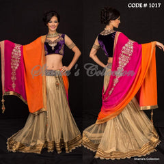 1017 Gold and colorful bridal lehenga Outfit Sets