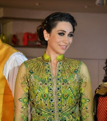 1044 Karisma Kapoor's green-yellow-blue anarkali lehenga Outfit Sets