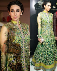 1044 Karisma Kapoor's green-yellow-blue anarkali lehenga Outfit Sets