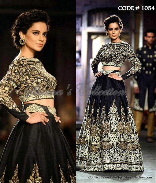 1054 Kangana Ranaout's black bridal lehenga Outfit Sets