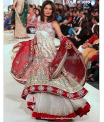 1055 Red and off white bridal anarkali lehenga Outfit Sets