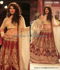 1056 Jacqueline Fernandes' beige-maroon lehenga Outfit Sets