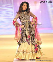 1059 Karishma Kapoor's deep purple-rani pink-golden high low anarkali lehenga Outfit Sets